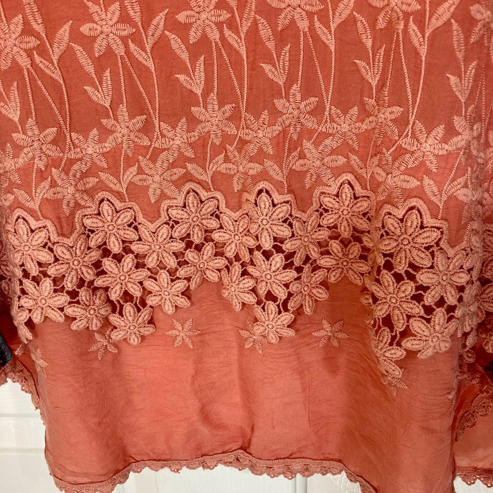 Johnny Was embroidered Malin tank, Ladies XS coral sleeveless floral boho top - Picture 12 of 14